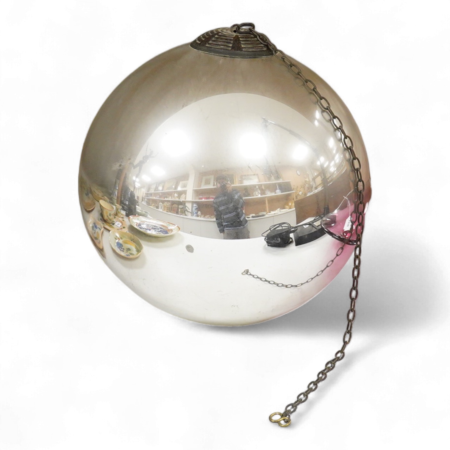 An early 20th century silver witches ball